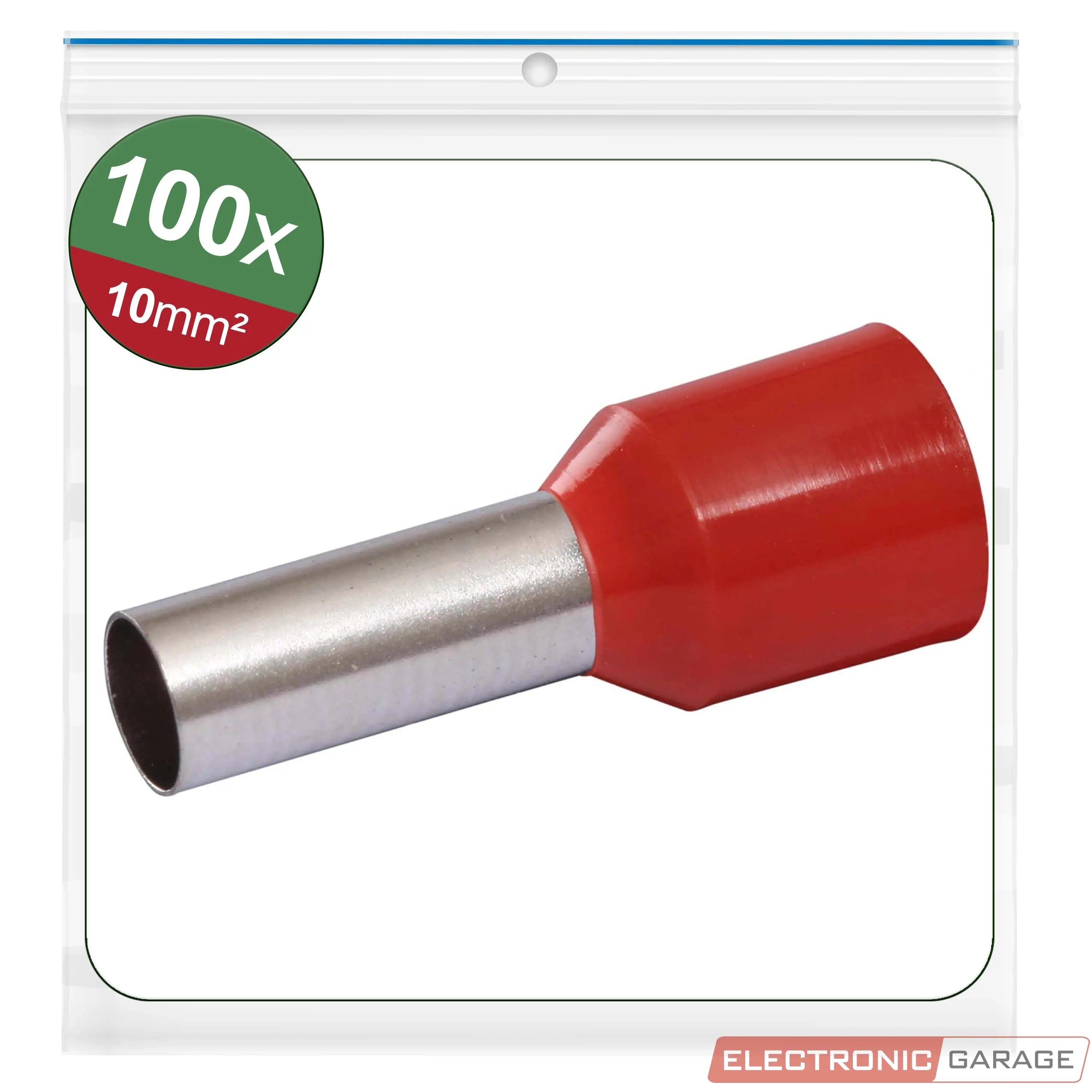 Aderendhülsen 10 mm² | Schutzkragen Rot | 100 St. - Electronic Garage