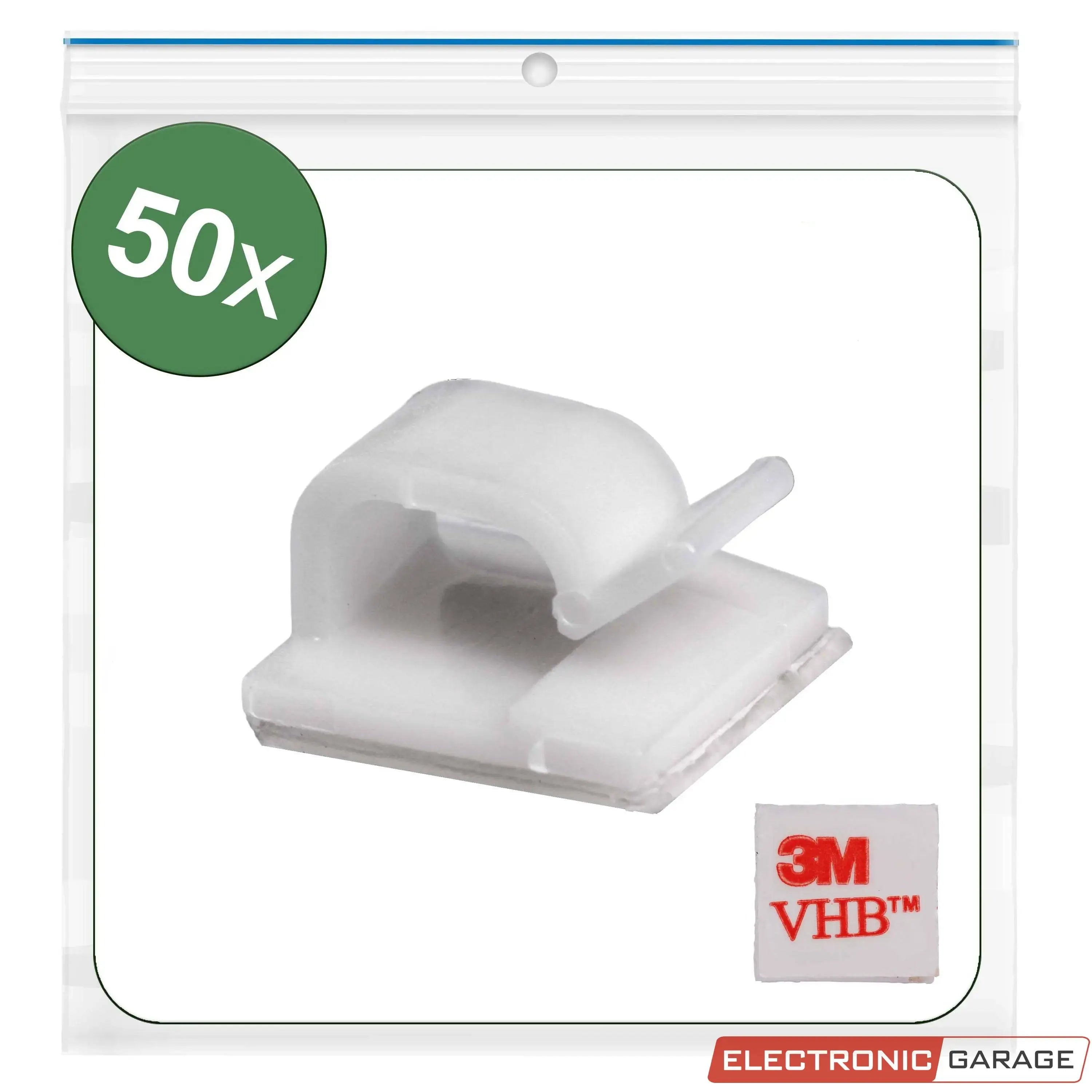 Kabelclips, selbstklebend | Farbe: Weiß | Bündeldurchmesser-Bereich: 1 - 7 mm | 50 St. - Electronic Garage
