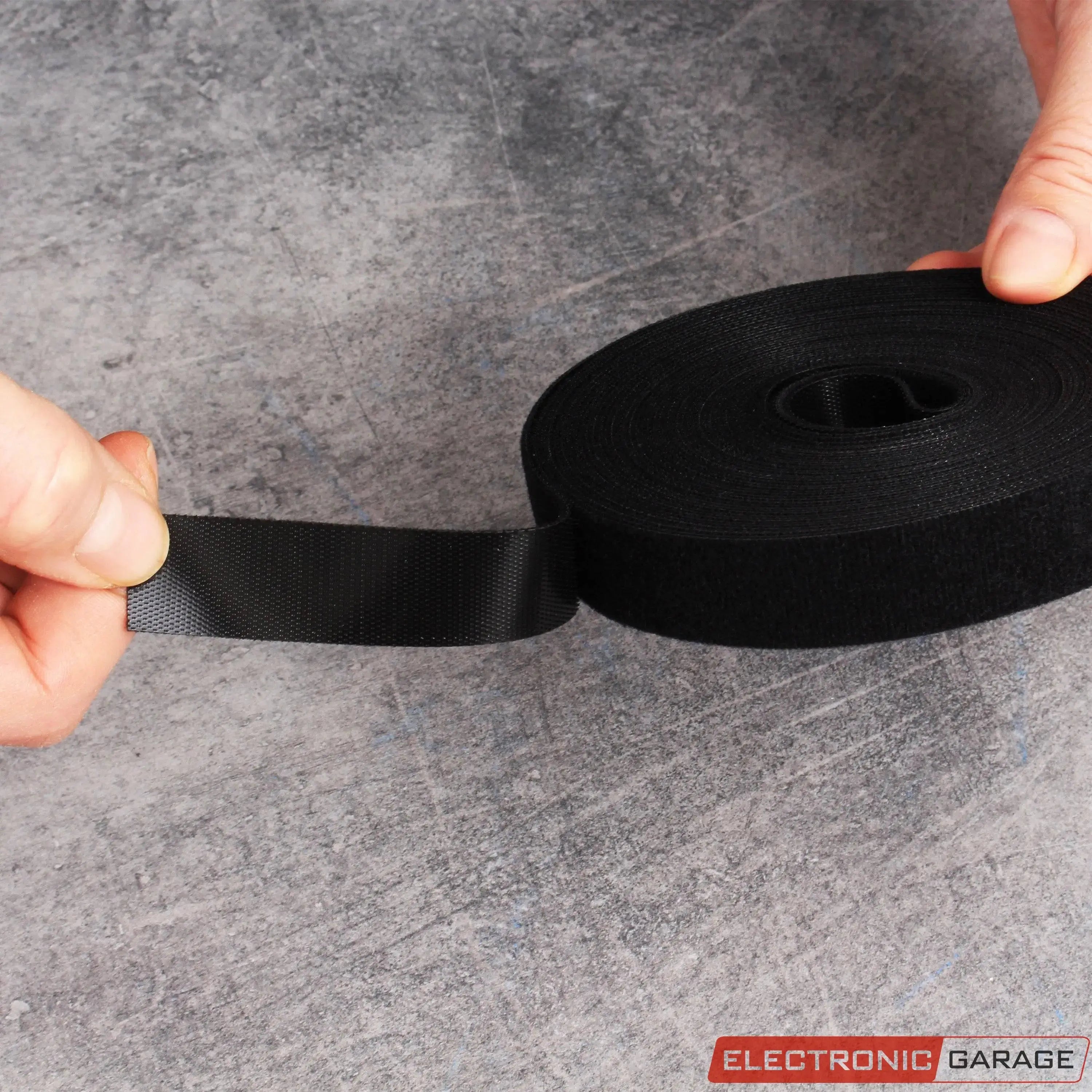 Klett-Band | Länge: 10 m, Breite: 2 cm | Farbe: Schwarz | Beidseitig Haken/Flausch - Electronic Garage