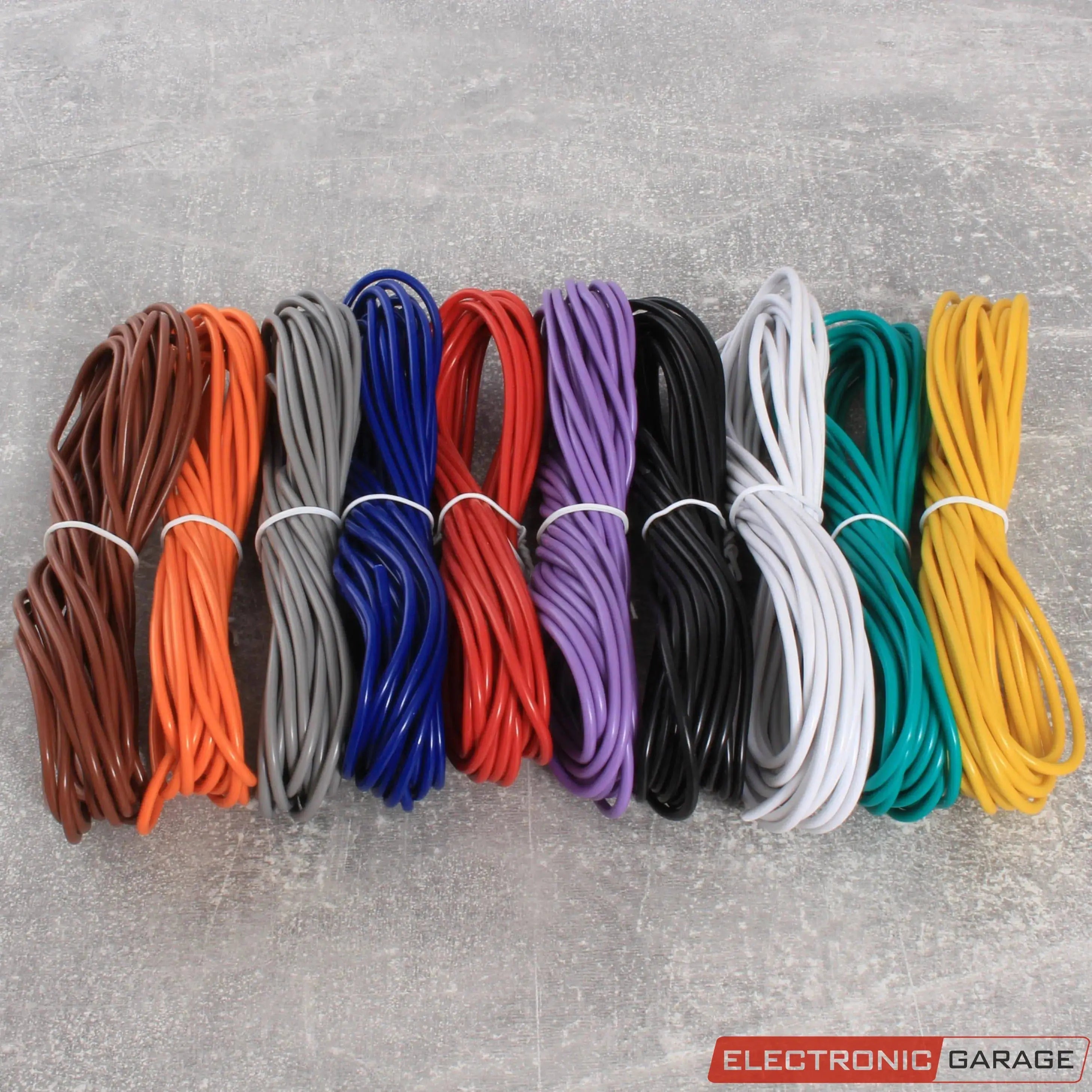 Kupfer-Litzen mit Isolation im Set | Querschnitt 0,25 mm² | 10 verschiedene Farben | 10 m pro Farbe (100 m gesamt) - Electronic Garage